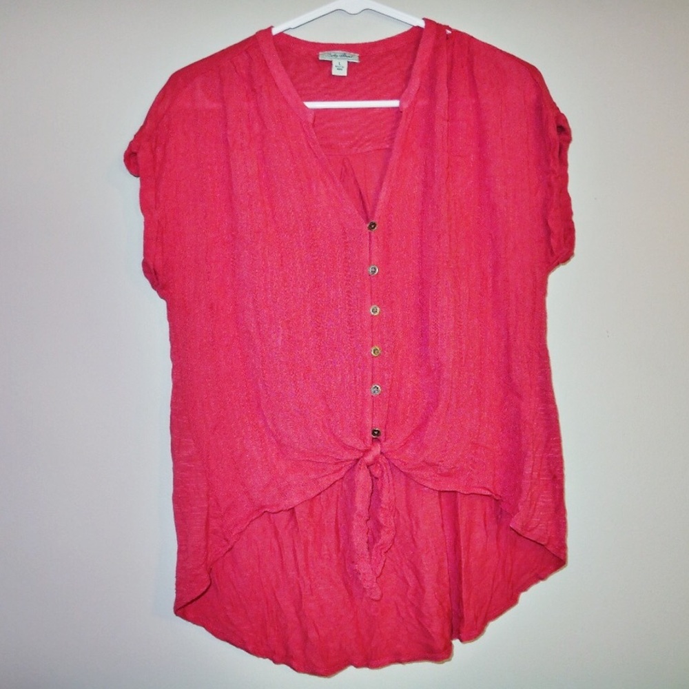 🔥LUCKY BRAND | pinkish red button up loose top